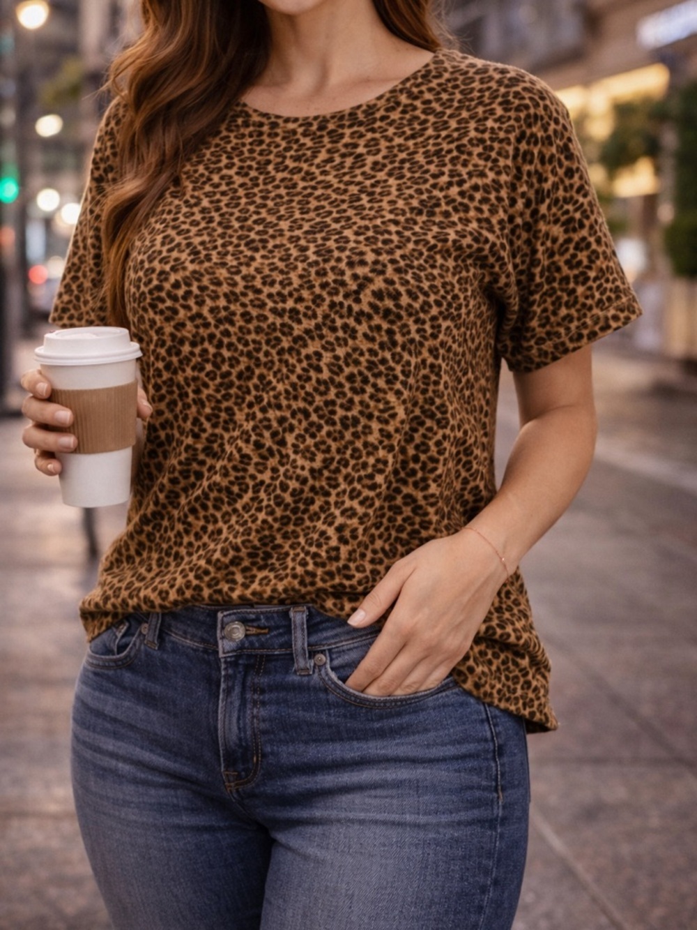 Vintage Sag Harbor Leopard Print Top | Short Sleeve Animal Print Shirt XL